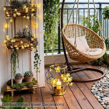 Decorative Flower String Lights Indoor Outdoor Bedroom Decorations, 33ft 100 LED USB Plug-in Black Wire Fairy Cute Cherry Blossom Lights for Patio, Garden, Christmas, Birthday Party (Warm White)