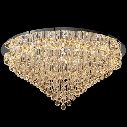 Flashing God 48inches Chrome Crystal Chanderliers for Living Room Entryway Modern Crystal Folwer Ceiling Light for Foyer Interior LED Dimmable Lighting 2700k 4500k 6000k