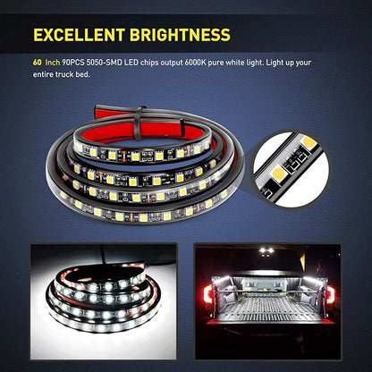 Nilight - TR-05 2PCS 60 Inch 180 LEDs Bed Strip Kit with Waterproof on/Off Switch Blade Fuse 2-Way Splitter Extension Cable for Cargo, Pickup Truck, SUV, RV, Boat , 2 Years Warranty