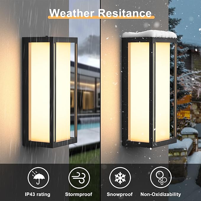 𝟐𝟎.𝟓-𝐈𝐍𝐂𝐇 Dusk to Dawn Outdoor Wall Lights, Large Size Waterproof Patio Lanterns, LED Exterior Light Fixture Wall Mount Lantern Sconce, Black Outdoor Wall Sconces for Front Door Porch