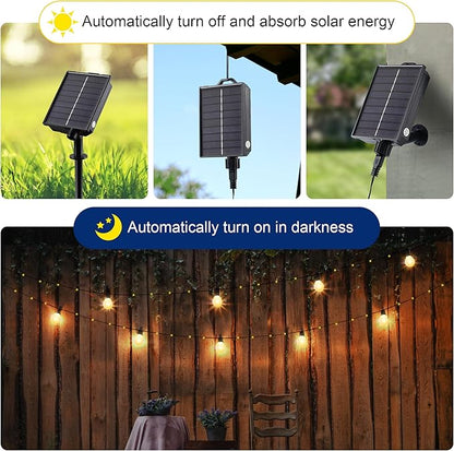 Solar String Lights Outdoor with Remote Waterproof 33 Feet 100 LED Solar Patio Lights USB Rechargeable 8 Light Modes Solar Powered String Lights for Garden Christmas Party Decor