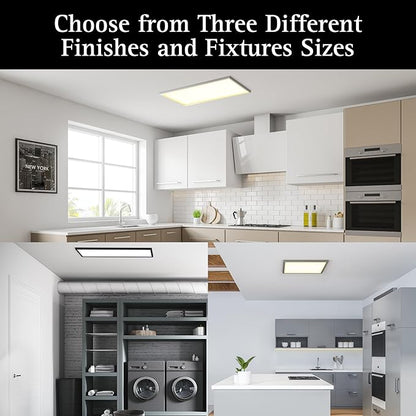 Ultralux 1x4 ft Surface Mount Ceiling Light Panel – Slim, Edge Lit, Flush Mount Flat Panel for Kitchen, Home & Office - TRIAC Dimmable, 3CCT Adjustable Color Temperature (Brushed Nickel, 1 Pack)