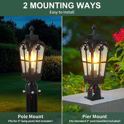 Motion Sensor Outdoor Post Lights Waterproof Dawn to Dusk Sensor Post Light Fixture Outdoor Anti-Rust Waterproof Exterior Lamp Post Lighting for Front Door Yard Pathway Driveway Fence