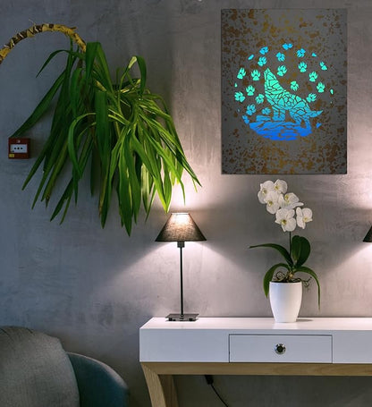 CoTa Global Wolf Light Up LED Wall Art - Fun Changing Color LED Light Up Picture Art for Bedroom, Modern Wall Hang Living Room Art, House Decor Art Design, Wolf Wall Art Nightlight - 16x12 Inches
