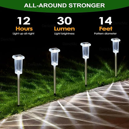 DenicMic Solar Lights Outdoor Waterproof Bright 3000K 4000K 6000K White and 6 Fixed Color and Color Changing LED Landscape Path Lighting for Outside Yard Pathway Walkway Garden Decor 4 Pack
