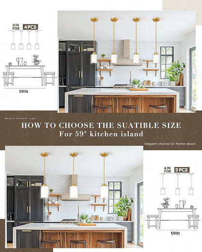 TENGXIN Modern Pendant Light,6-in Brushed Gold Modern Pendant Light for Kitchen Island,Hanging Ceiling Light Fixture,Farmhouse Pendant Lighting for Dining Room Bedroom Bar Office 2Pack,TXPLBG02-2PK-L