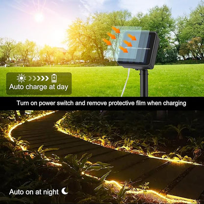 WIND STAR Solar Rope Light, 39FT 100 LEDs Fairy String Light Solar Powered, 8 Modes IP65 Waterproof Tube Light Decorative for Balcony Patio Garden Fence Camping, Warm White