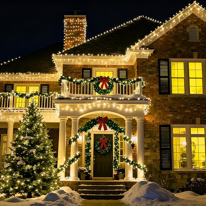 Fairy Lights Plug in 195Ft 3000LED Warm Christmas Garland Lights with Timer Remote Waterproof Firecracker Twinkle Cluster String Light for Bedroom Wreath Party Wreath Tree Decor Green Wire