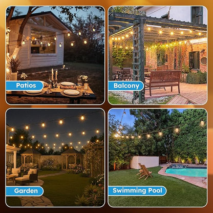 GvvooHome S11 LED Outdoor String Lights 100FT, Shatterproof & Waterproof Patio Lights with 32 Plastic Bulbs for Porch, Deck, Garden, Backyard, Balcony, 2700K Dimmable