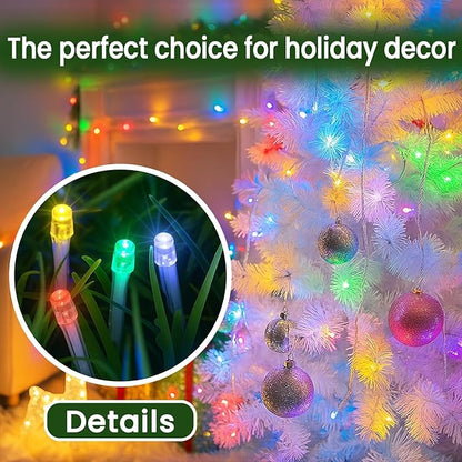 100 LED String Lights Indoor Outdoor, 33FT Multicolor Christmas Lights Waterproof, 8 Modes with Timer, Twinkle Fairy Lights Plug in Clear Wire for Christmas Tree, Bedroom, Classroom Decor