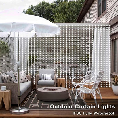 echosari 20Ft x 10Ft Large Curtain Lights Plug in, 600 LED Dual Color Changing Outdoor Curtain Lights Waterproof Connectable with Remote for Wedding Backdrop Yard Decor (Cool White & Multicolor)