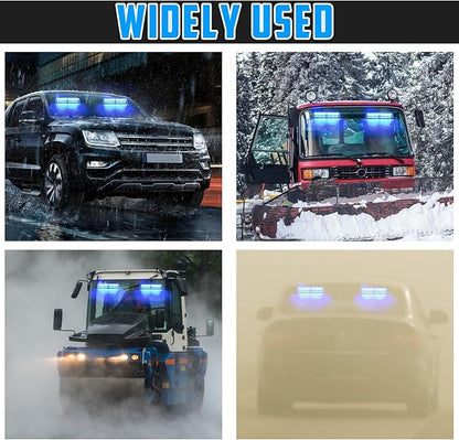 2-in-1 Blue LED Warning Dash Windshield Strobe Lights, 26 Modes 12/24V Emergency Traffic Advisor 2 x 8.4 Inch Car Front/Rear Dash Windshield Strobe for Trucks Vehicles Snow Plow