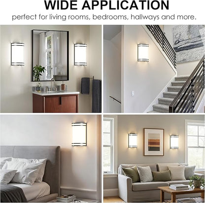 Aipsun Black Wall Sconces Set of Two, Hardwired Indoor 15W LED Modern Dimmable 3000K 4000K 5000K Wall Sconce Lighting for Living Room Hallway Bedroom