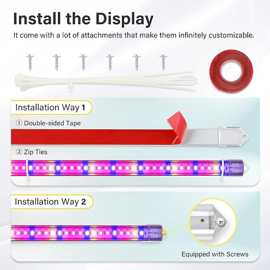 iPower 20W Full Spectrum LED Plant Grow Light Strips for Indoor Plants with Auto ON/Off 3/9/12H Timer, 10 Dimmable Levels 48 LEDs Per Tude, for Hydroponics Succulent, 2 Tubes, Mix