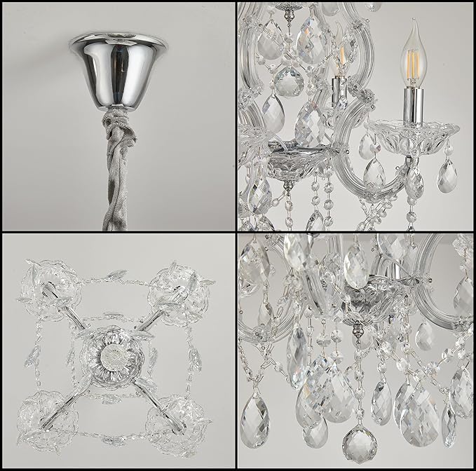 Modern Crystal Chandelier Light Fixtures 4-Light,Luxury K9 Clean Crystal Ceiling Pendant Light for Kitchen Island,Dinning Room, Bedroom,Hallway,Bathroom (4 Lights)