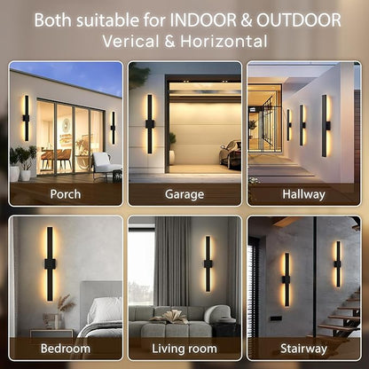 Upgraded 2-Pack 59in Black Long Modern LED Outdoor Wall Lights 3000K 4000K 5000K Dimmable Exterior Wall Sconce Outside Light fixtures for House Garage Front Door