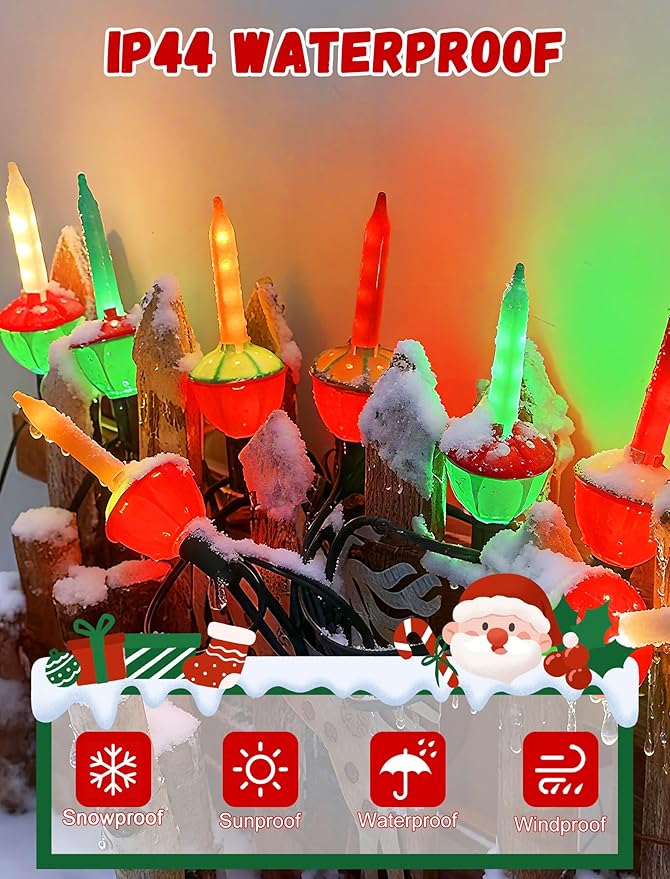 Oviejo Bubble Lights for Christmas Tree,8FT Christmas String Lights with 8 Bubble Lights(1 Spare),C7/E12 Base LED Bubble String Lights for Holiday/Yard/Garden/Patio Decor
