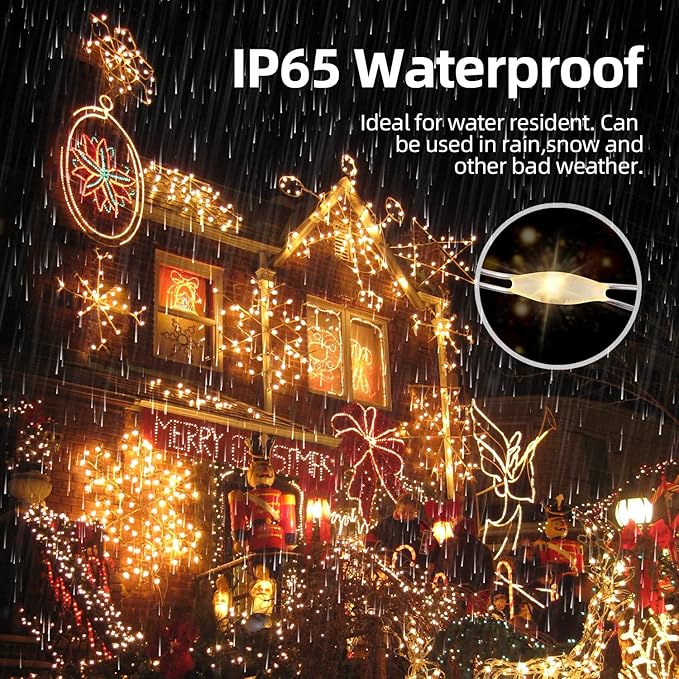 LIGHTOP Solar String Lights Outside Fairy Lights Outdoor Waterproof Copper Wire 2 Pack 33FT 100LED for Garden Decoration Wedding Party Terrace Yard Tree Patio (Warm White)