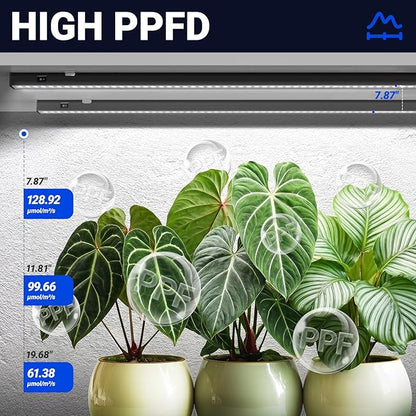 Barrina T5 Plant Lights for Indoor Growing, 4FT 160W (8 X 20W) Led Grow Light with Magnetic Design, Full Spectrum Grow Light Strip with Black Cover, Plug and Play, 5000K, 8 Packs