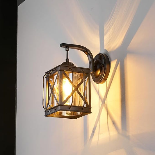 Wall Sconces Lights Lamp for Indoor, Vintage Vanity Light Fixtures, Matte Black Farmhouse Wall Mount Lighting Lanterns for Living Room Mirror Hallway Kitchen Inside