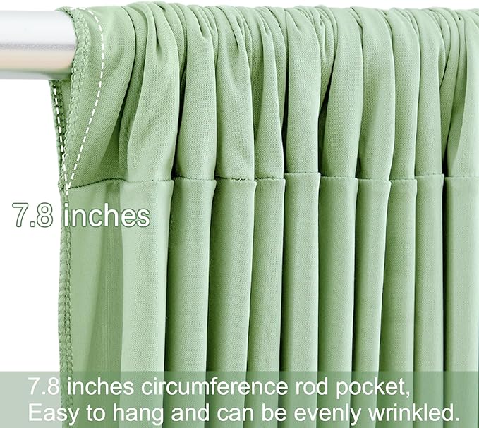 10x12 Sage Green Backdrop Curtains for Wedding Party Wrinkle Free Backdrops Curtain Drapes Fabric Decorations Photo Back Drop Cloth for Baby Shower Photography Stage Reception 5ft x 12ft,2 Panels