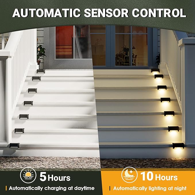 PATIOWIN Solar Deck Lights Outdoor, Solar Step Lights Waterproof Led Lights for Outdoor Stairs, Step, Fence, Patio,Yard,Porch and Balcony(20 Pack,Warm White)