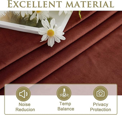 StangH Rust Curtains 96 inches for Living Room Doorway, Super Soft Velvet Room Darkening Privacy Protect Door Panels for Bedroom Dining Closet, W52 x L96 inches, 1 Panel