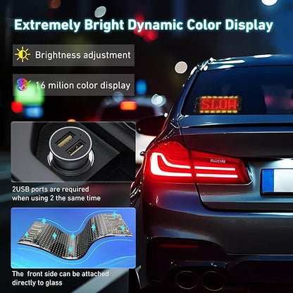 Mini LED Sign for Car - Devil Eyes Light for Motorcycle, Flexible Programmable 7"x3" LED Matrix Panel for Advertising & DIY Use,App & Remote Control