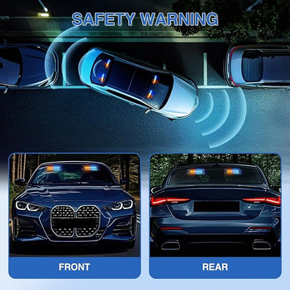 Nilight 24LED Emergency Strobe Traffic Advisor Light Bar 2 in 1 Amber Blue Dash Warning Safety Flashing Lights Front/Rear Windshield Construction Lights for Trucks Cars Plow Police Vehicles