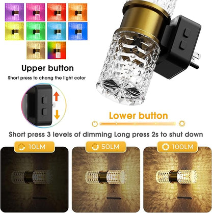 L LOHAS LED Night Light, Night Lights Plug into Wall, 2 Pack 10-Color RGB Change Nightlights,10/50/100LM Adjustable Automatic Nightlights Plug in with Dusk to Dawn Sensor for Room Bathroom Hallway