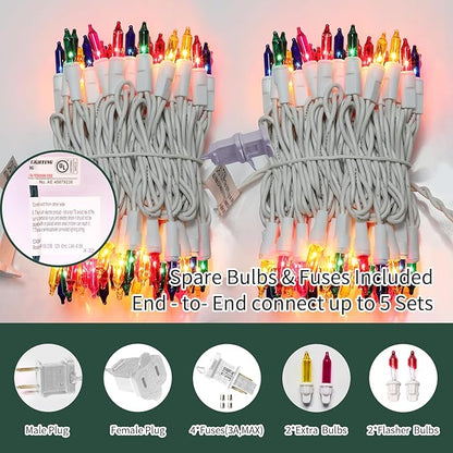LAMPHOME Multicolor Christmas String Lights, 20FT 100 Count Incandescent Connectable Christmas Mini Lights, Waterproof Easter Decorations for Indoor Outdoor Patio Party Home Garden Yard Decor