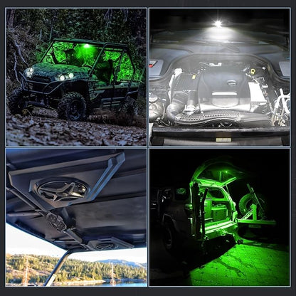UTV Dome Light - White/Green, ACEC SHOP Universal Roll Bar Mount Dome Light UTV Interior Light Utility Roll Cage Lights LED Dome Light Bar Truck Bed Lights for UTV Polaris ATV RZR SxS Can-Am Kawasaki