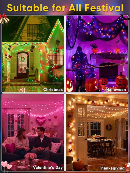 Guhope Smart Color Changing Christmas Lights, 66FT 200 LED RGB Christmas String Lights with App & Remote Control, Waterproof Christmas Tree Lights for Outdoor Indoor Party Decor