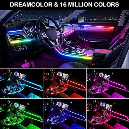 Interior Car LED Strip Lights, Acrylic LED Lights for Car with Dynamic Dreamcolor Chasing, 10 in 1 175 inches 593 LEDs Ambient Lighting Kits Music Sync Wireless APP and Remote Control
