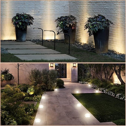 Low Voltage Landscape Lights with Connectors Grated Top Anti-Glare LED Well Lights 12V-24V Waterproof Outdoor In-Ground Light 3000K Landscape Lighting for Garden Yard Deck Pathway (2)