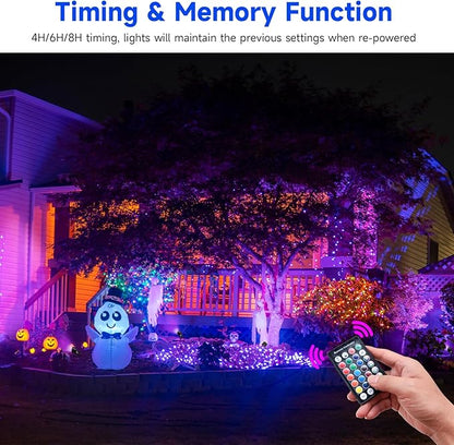 Chrisrmas Spotlights Outdoor, 24W Color Changing Landscape Lighting with Remote & Timer (4H/6H/8H), IP65 Waterproof Aluminum RGB Spot lights for Yard, Garden, House Halloween Decorations (6 lights)