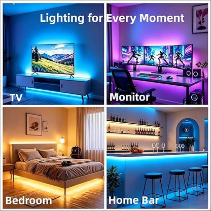 MORIACC LED Lights for TV, 16.4ft TV LED Backlight for 45-75 Inch TVs, Strip Lights with Music Sync, Bluetooth APP and Remote Control, USB Powered for Bedroom Gaming Home Decor