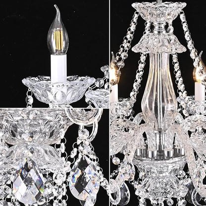 Contemporary Clear Crystal Chandelier, Elegant Candle Style Chandelier Lighting Fixture for Dining Room Living Room Bedroom Hallway Entryway 8 White E12 Lamp Sockets