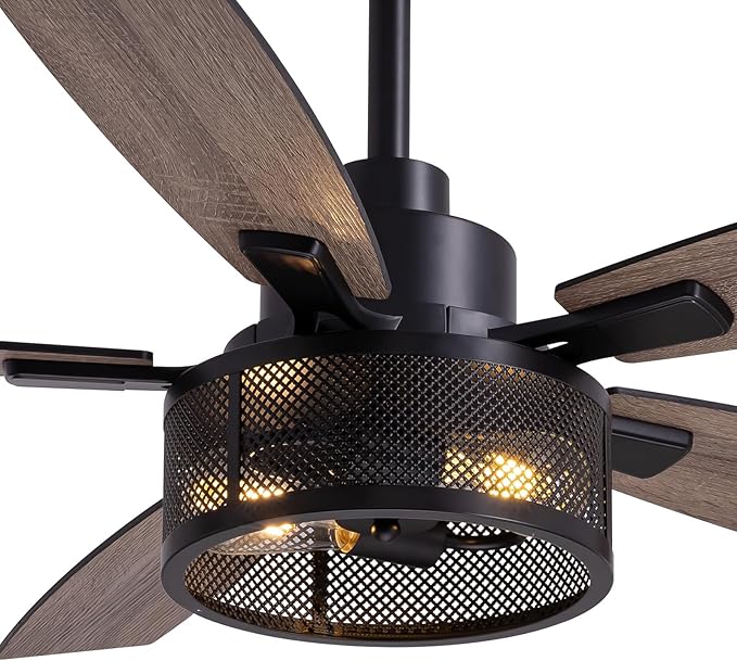 Ceiling Fans with Lights and Remote Control, Ceiling Fan for Bedroom Living Room (52 Inch Black-1)
