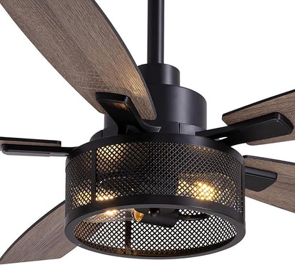 Ceiling Fans with Lights and Remote Control, Ceiling Fan for Bedroom Living Room (52 Inch Black-1)