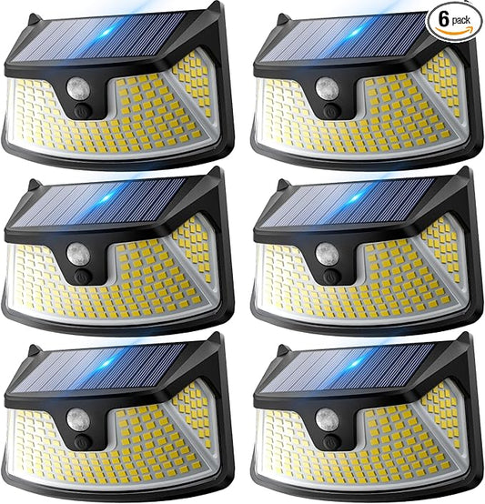 BUCASA 152LED Solar Motion Light Outdoor 850LM Super Bright 3-Mode Motion Sensor Lights Outdoor IP65 Waterproof 270° Wide Security Light Solar Powered Flood Lamp for Garden Wall Fence Garage（6 Pack）