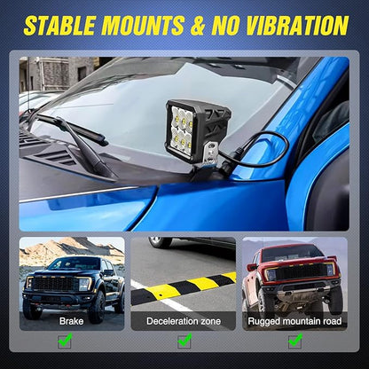 Nilight Ditch Light Bracket Hood Mount Brackets for Front A-Pillar Auxiliary Offroad LED Pod Lights Work Lighting on F150 Raptor 2017-2023 F-150 2015-2023