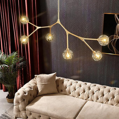 K9 Crystal Pendant Light Fixture Sputnik Chandeliers for Dining Room 6 Light Modern Gold Chandelier L43’' Mid Century Flush Mount Chandelier for Over Table Living Room Kitchen Island