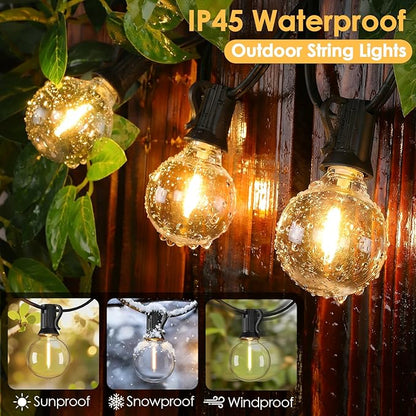 Mlambert 25FT G40 LED Outdoor String Lights, Plug-in Waterproof Patio Lights with 10+1 LED Bulbs, Porch Balcony Lights for Backyard Party Decor, Black