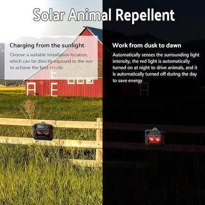 Solar Control Light Nocturnal Animal Repeller Outdoor Deterrent Devices Light Sensor Animal Repellent for Skunk Deer Coyote Fox Raccoon Cat Garden Yard Farm Chicken Coop (4, Black)