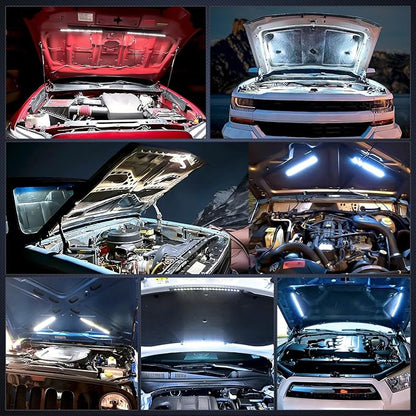 Nilight 2pcs Under Hood Light Strip 42LED Waterproof Underhood Work Light with On/Off Switch Blade Fuse Engine Bay Repair Light White 12V for Car Truck SUV