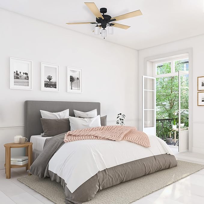 Design House 157362 Aubrey 52-Inch Traditional Indoor Tri-Mount Ceiling Fan with Light Kit, Reversible Blades, Satin Nickel