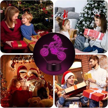 BASSI Dirt Bike Gift 3D Night Light, 16 Colors Changes Remote Control Motorcycle Lamp, LED Dirtbike Decor Toys for Boys Girls Room Birthday Xmas for Kids…