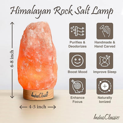 LN-02 Himalayan Pink Crystal Rock Salt Lamp 4~7 lbs with Dimmer Control Switch, Quality Gift Packaging