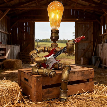 Cool Lamps - Cool Industrial Guitar Lamp, Vintage Table Lamp, Ideal Music Gift for Men & Guitar Lovers